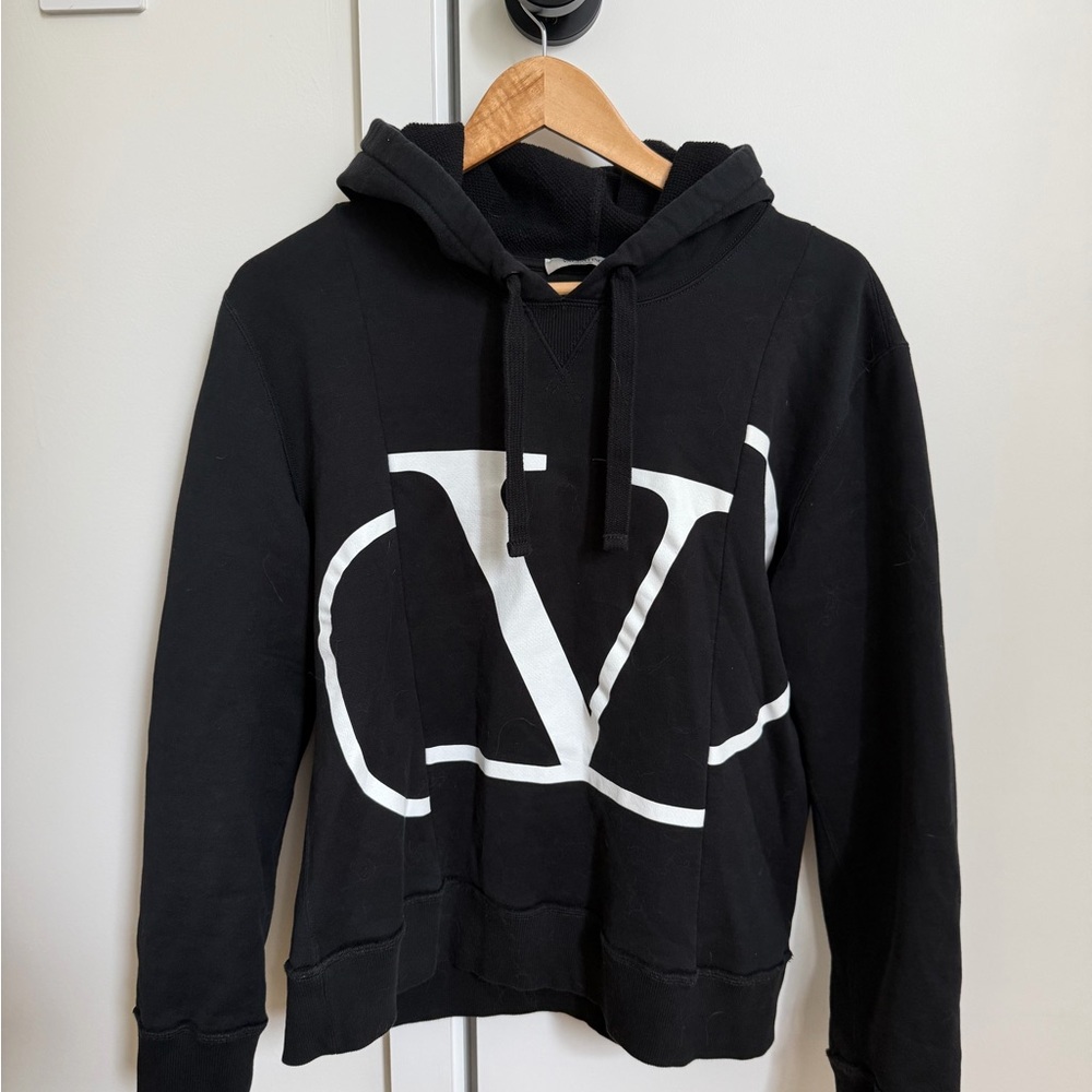 Valentino Black Hoodie with White Logo